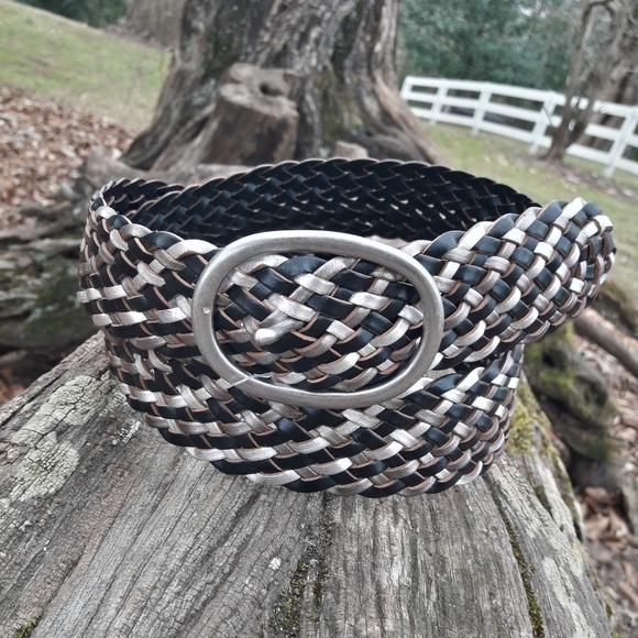 Genuine Leather Belt Braided Woven Real Leather Belt REVERSABLE Multicolor L - Picture 12 of 12